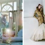 Olga Shearer on blue horse, 2007 / Karlie Kloss in gold feathers, 2010 | tim walker story teller somerset house london room 10 2