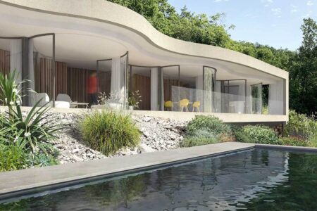 Fachada curva de cristal. Maison W. Christophe Benichou y Virgile Ponsoye | christophe_benichou_architectures maisonw roomdiseno3