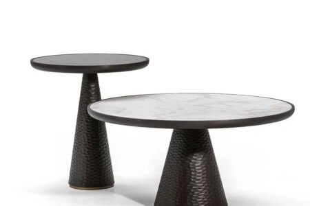 DUO Pedestal Table. Roberto Lazzeroni. Poltrona Frau y Ceccotti Collezioni