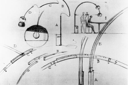 Boceto original de la lámpara Arco de Achille Castiglioni | a castiglioni_original drawing for arco