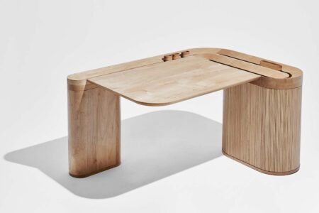 Doris. Yunhan Wang. Discovered. Diseño emergente con madera. AHEC | doris yunhan wang_winding stream_hard maple_credit winston chuang