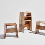 Roof Stool. Trang Nguyen. Discovered. Diseño emergente con madera. AHEC | roof stool by trang nguyen_red oak cherry maple_credit winston chuang