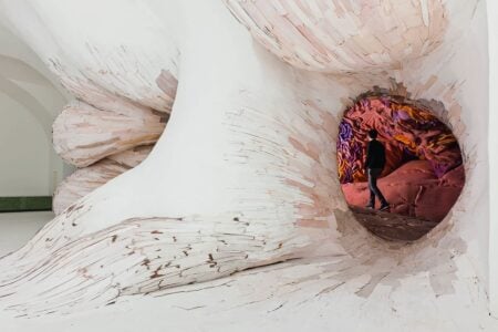Ursulines Prolapse (inside view). Henrique Oliveira. 2012. Center-Linz. Austria. Arte y naturaleza | ursulines prolapse inside view 2012 ok center linz austria plywood pvc foam and pigments 3 75x9 07x15 27m photo otto saxinger jpg
