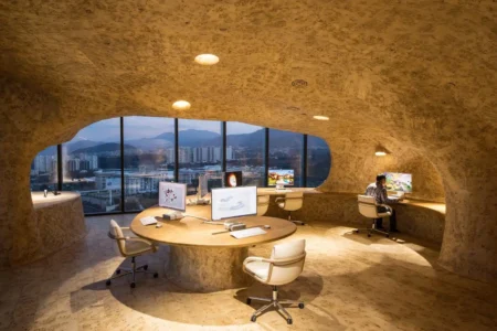 Oficina cueva. Javier Senosiain. Arquitectura orgánica
