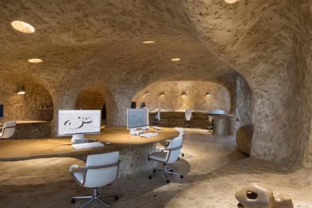 Oficina cueva. Javier Senosiain. Arquitectura orgánica