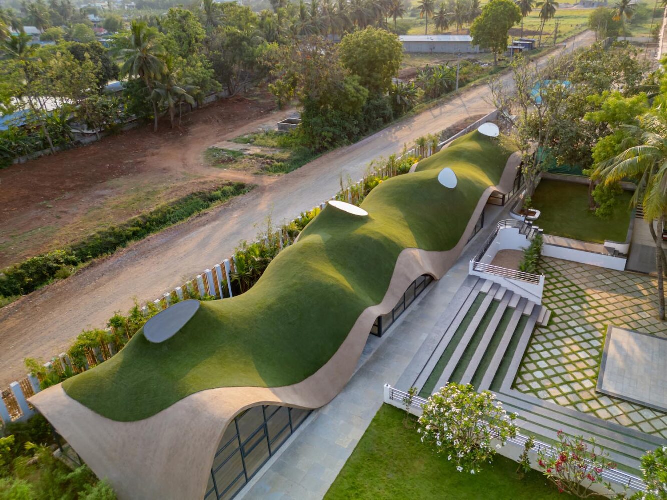 diseño paramétrico, escuela, arquitectura escolar, cubierta lúdica, andblack design studio