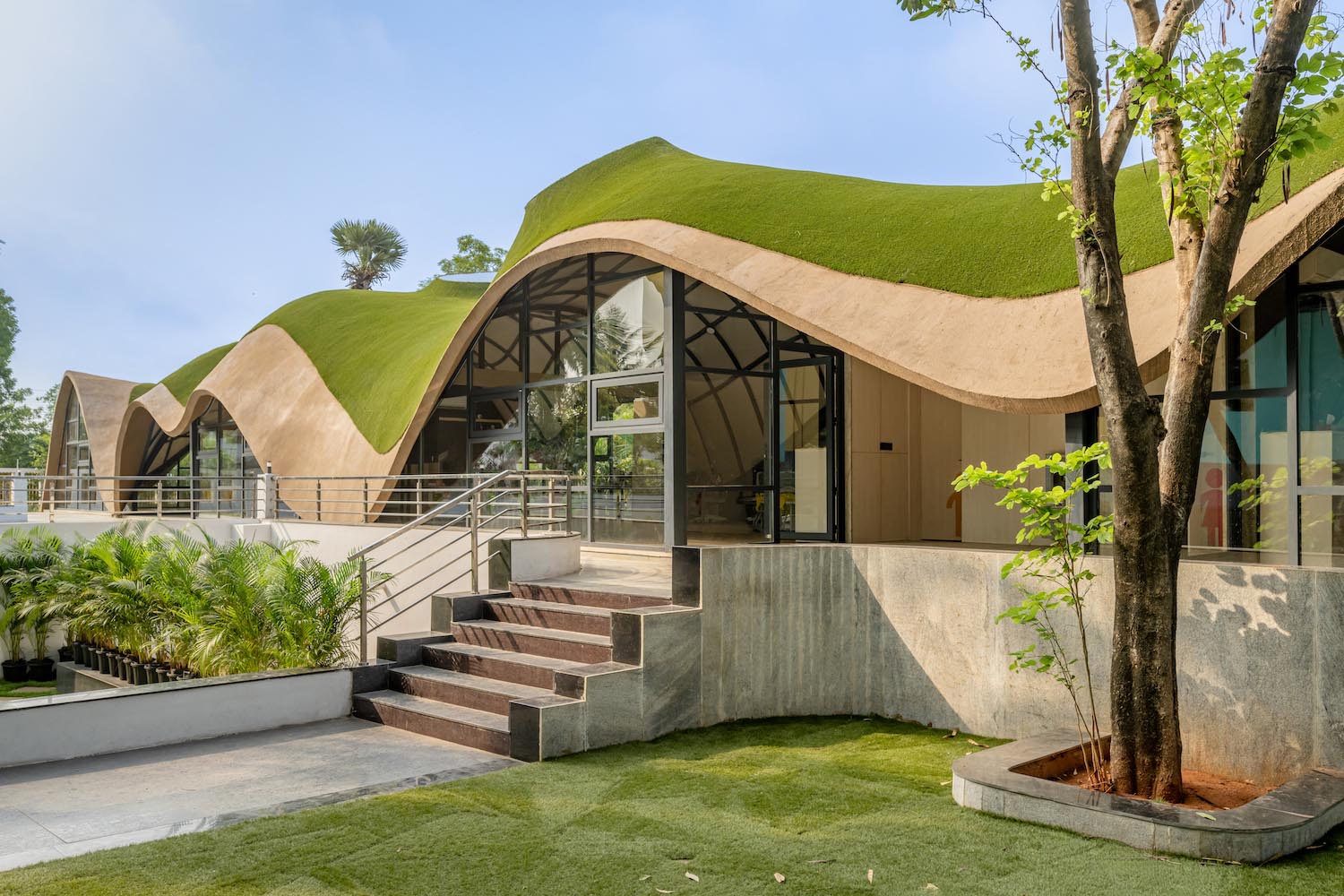 diseño paramétrico, escuela, arquitectura escolar, cubierta lúdica, andblack design studio