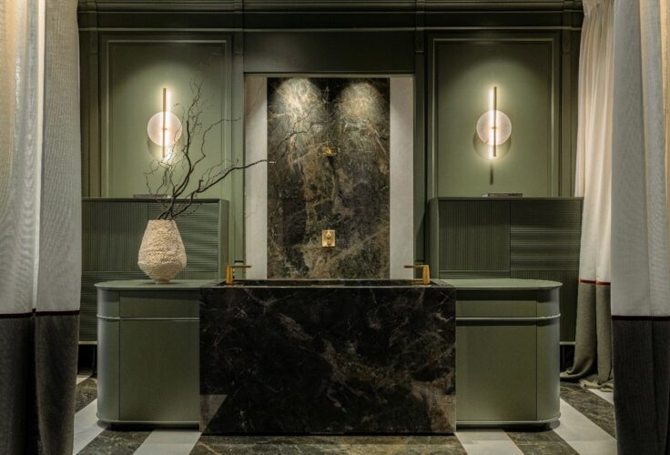 Espacio diseñado por el estudio de interiorismo Cristina Puerta para Neolith en Marbella Design 2024