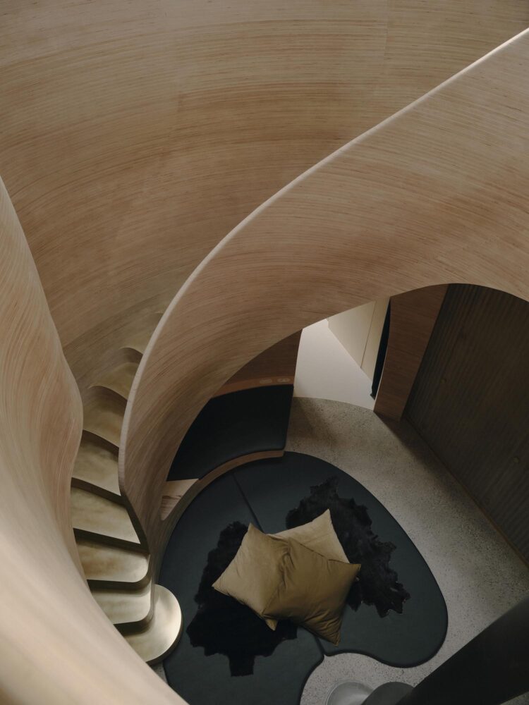 escalera de madera, arquitectura orgánica, Glenn Murcutt, Melbourne