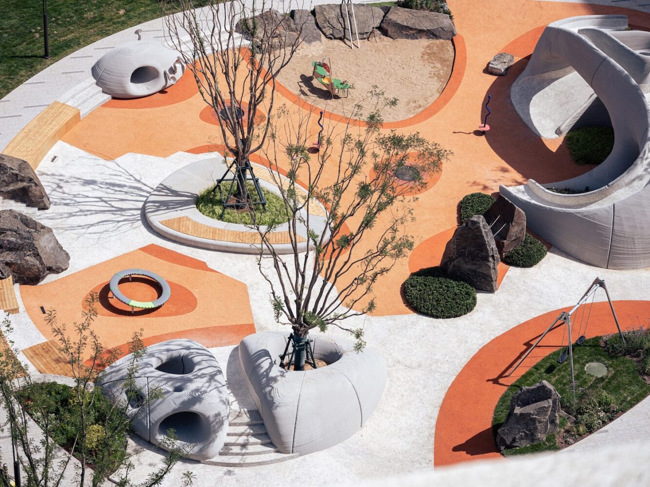 Boulder Park, impresión 3D, toboganes de hormigón, Xisui Design