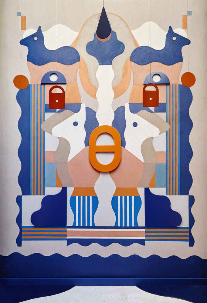 Escaparate de Twee Muizen para Hermès Madrid