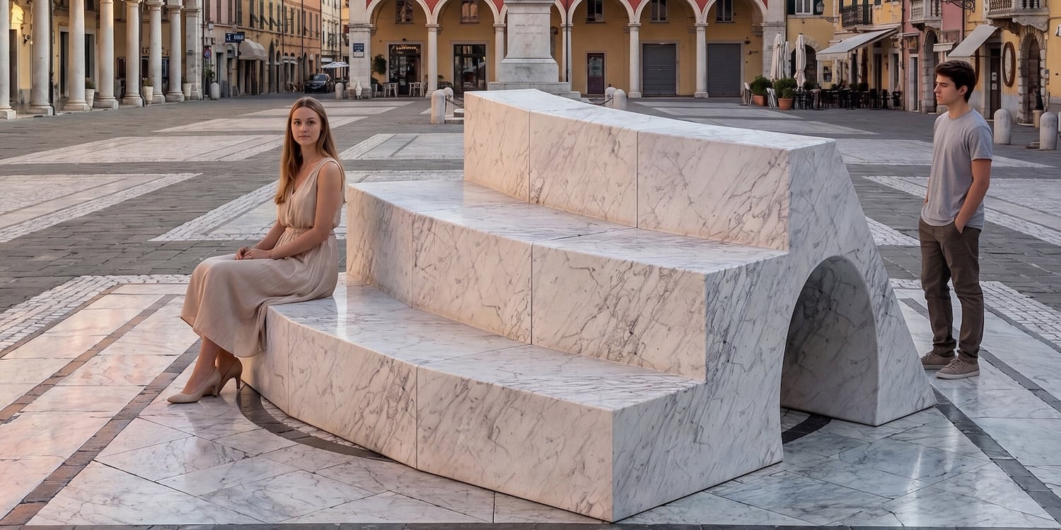 mármol de Carrara, mobiliario urbano